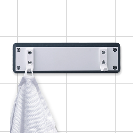 Board with suicide resistant hook with a hanging towel