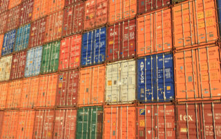Containers stacked on top of each other