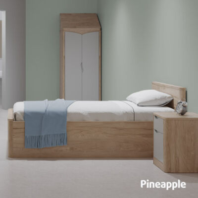 Bedroom with bed, wardrobe and bedside cabinet