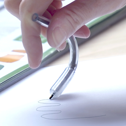 A flexible pen that bends under pressure