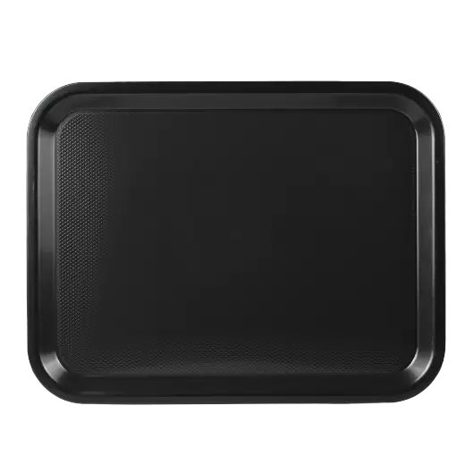 Black unbreakable tray with anti-slip surface