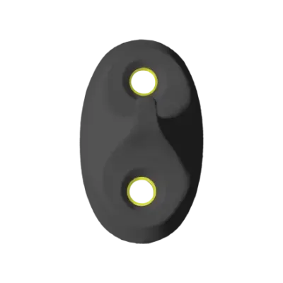 A black suicide resistant hook with yellow details